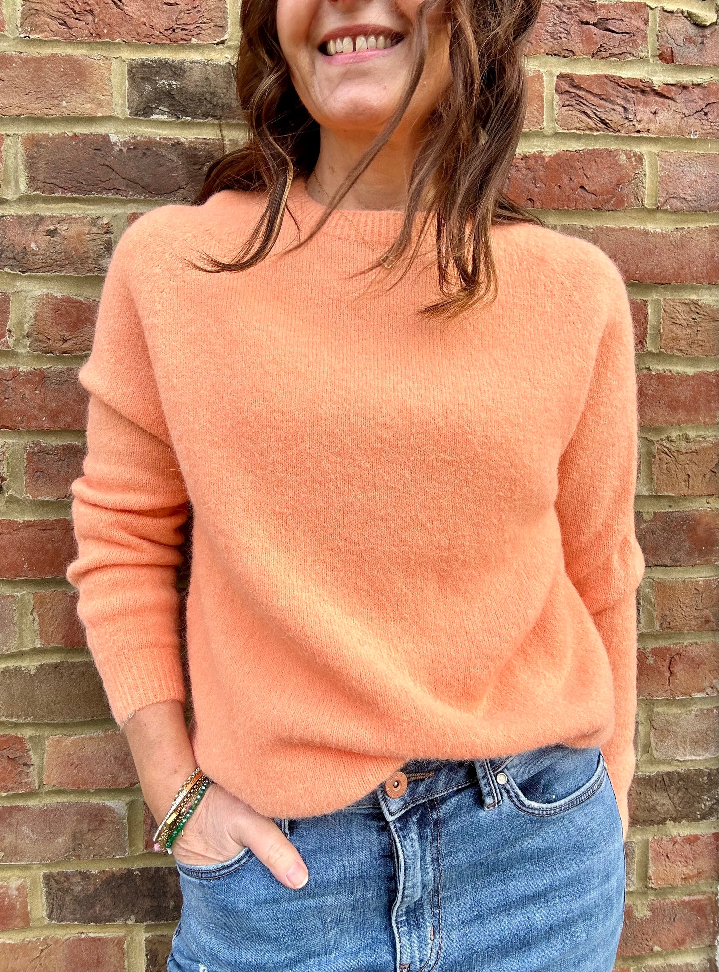 Pippa round neck sweater - Peach melba