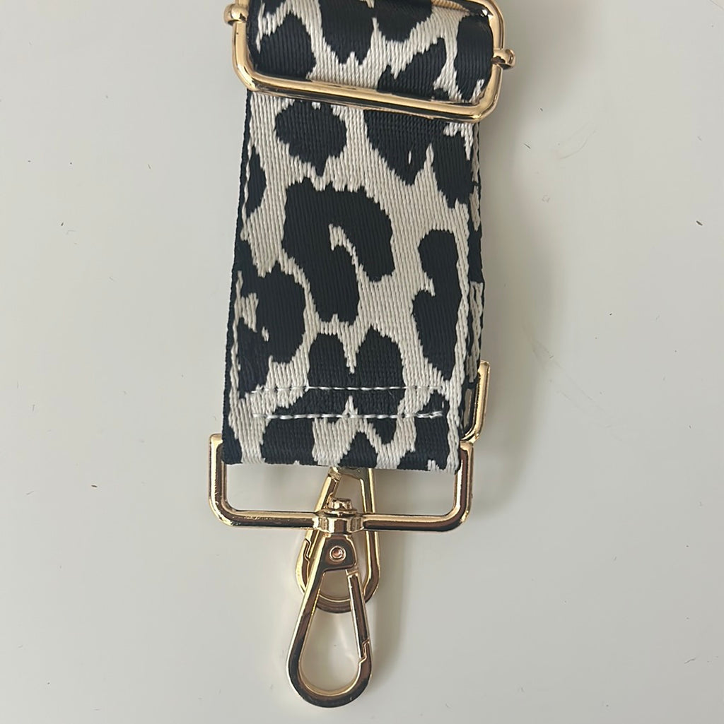 Sample bag strap black and white leopard