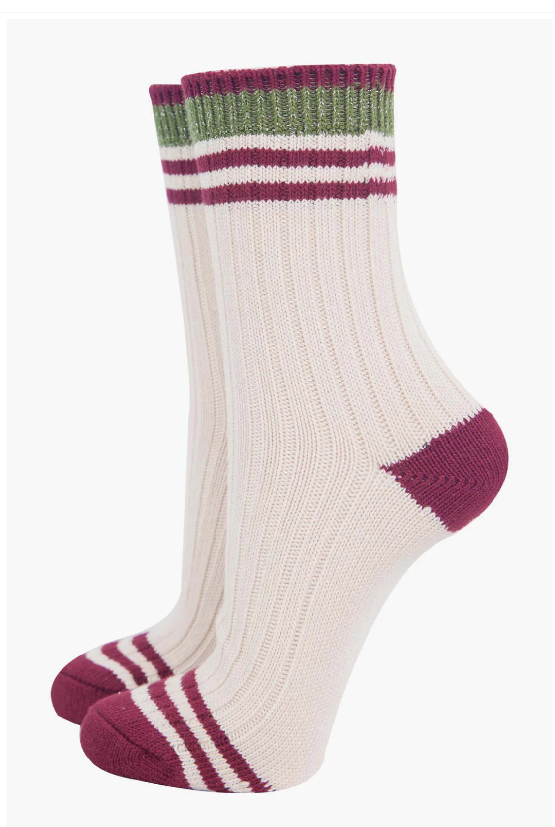 Cosy socks - Cream / Khaki / Burgundy