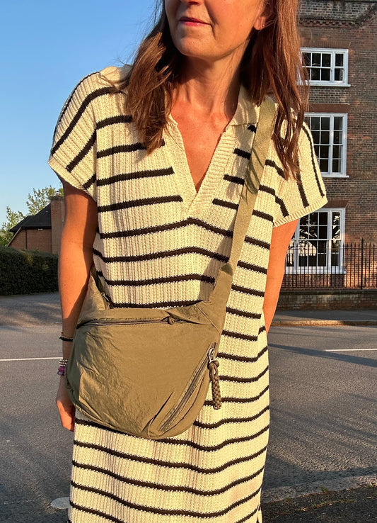 Daphne zipper crossbody bag - Khaki