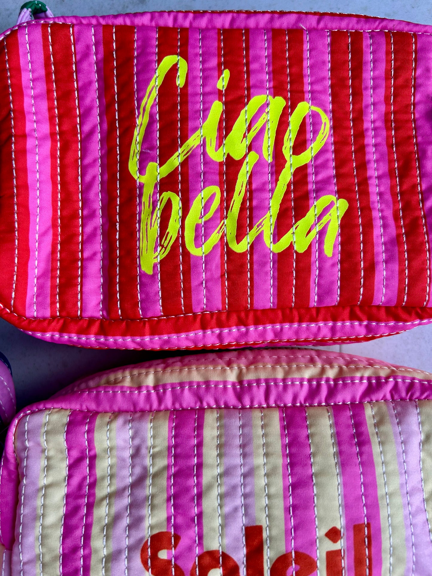 Mitzy stripe make-up bag - Ciao Bella