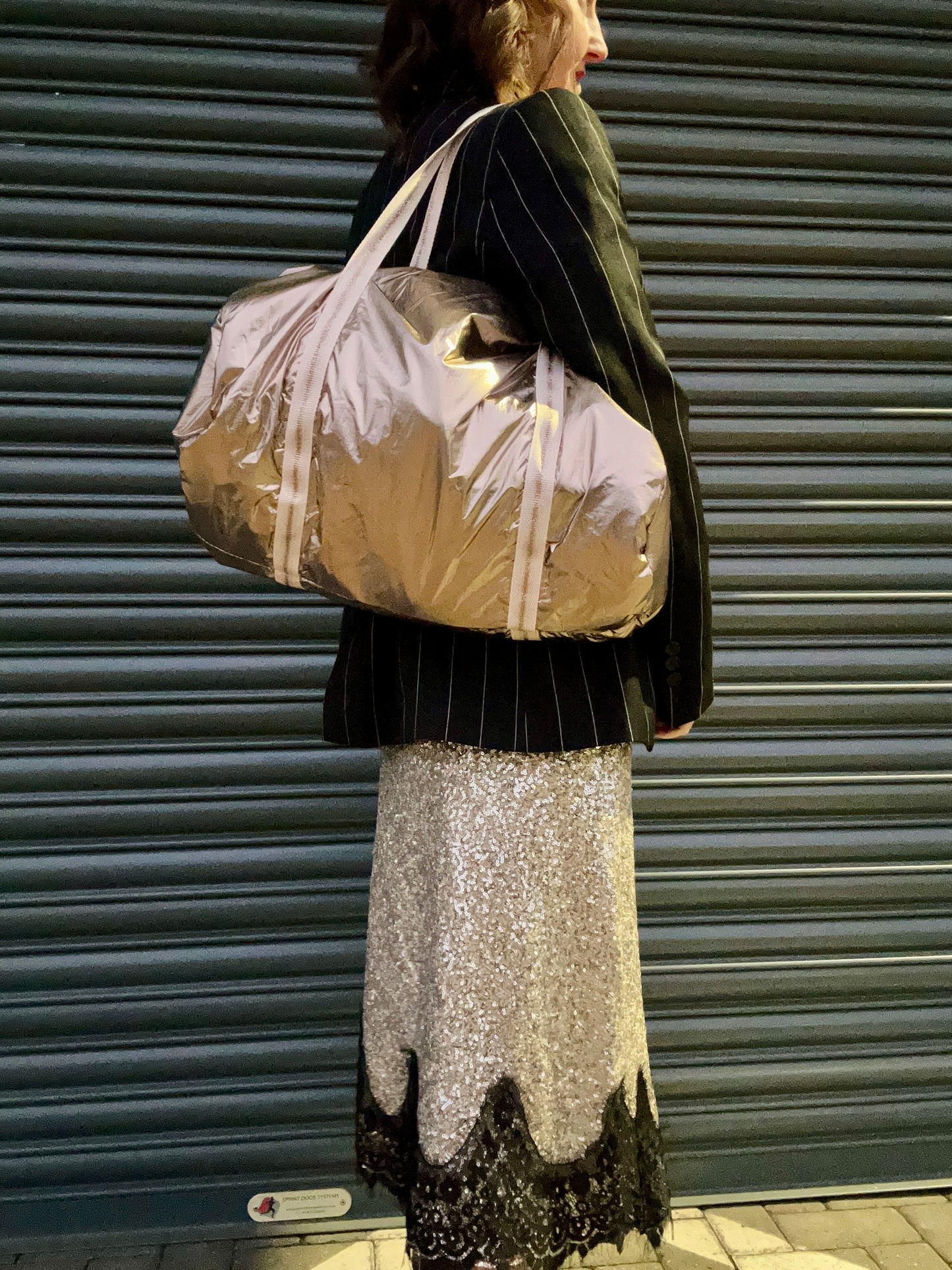 Retro metallic overnight bag