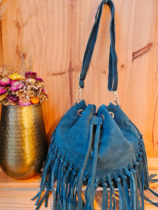 Briar suede tassel bag - Petrol