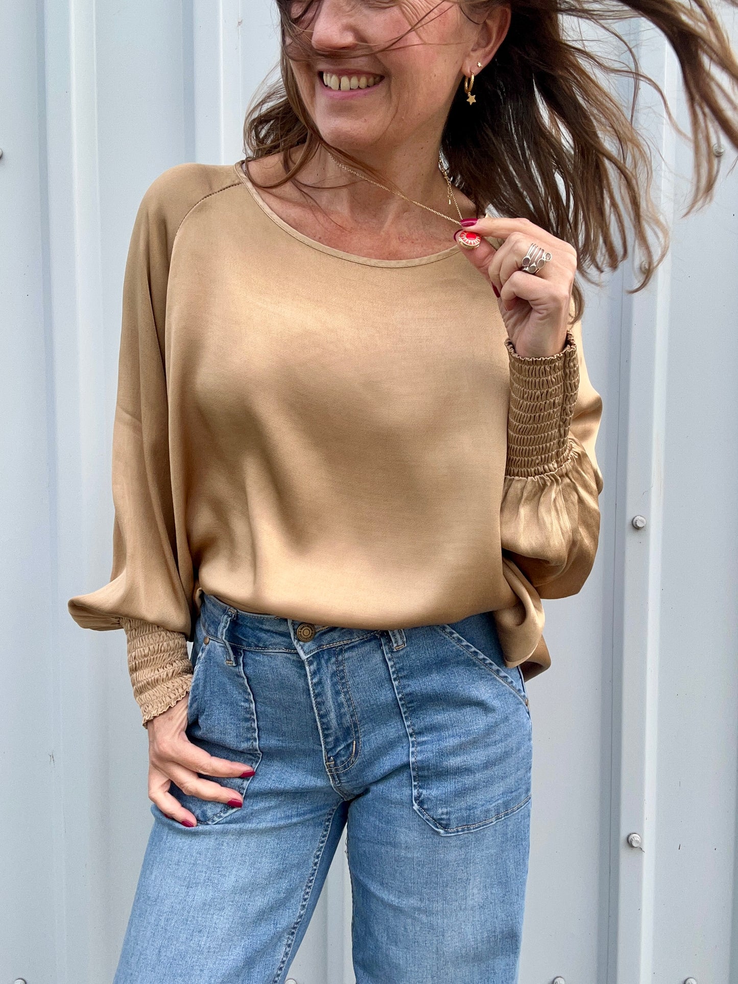 Henrietta silky blouse - Gold