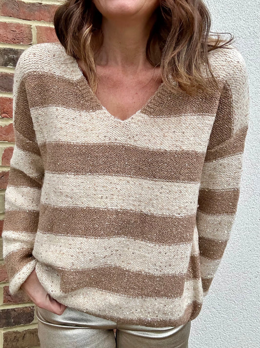 Paula stripe sweater - Camel