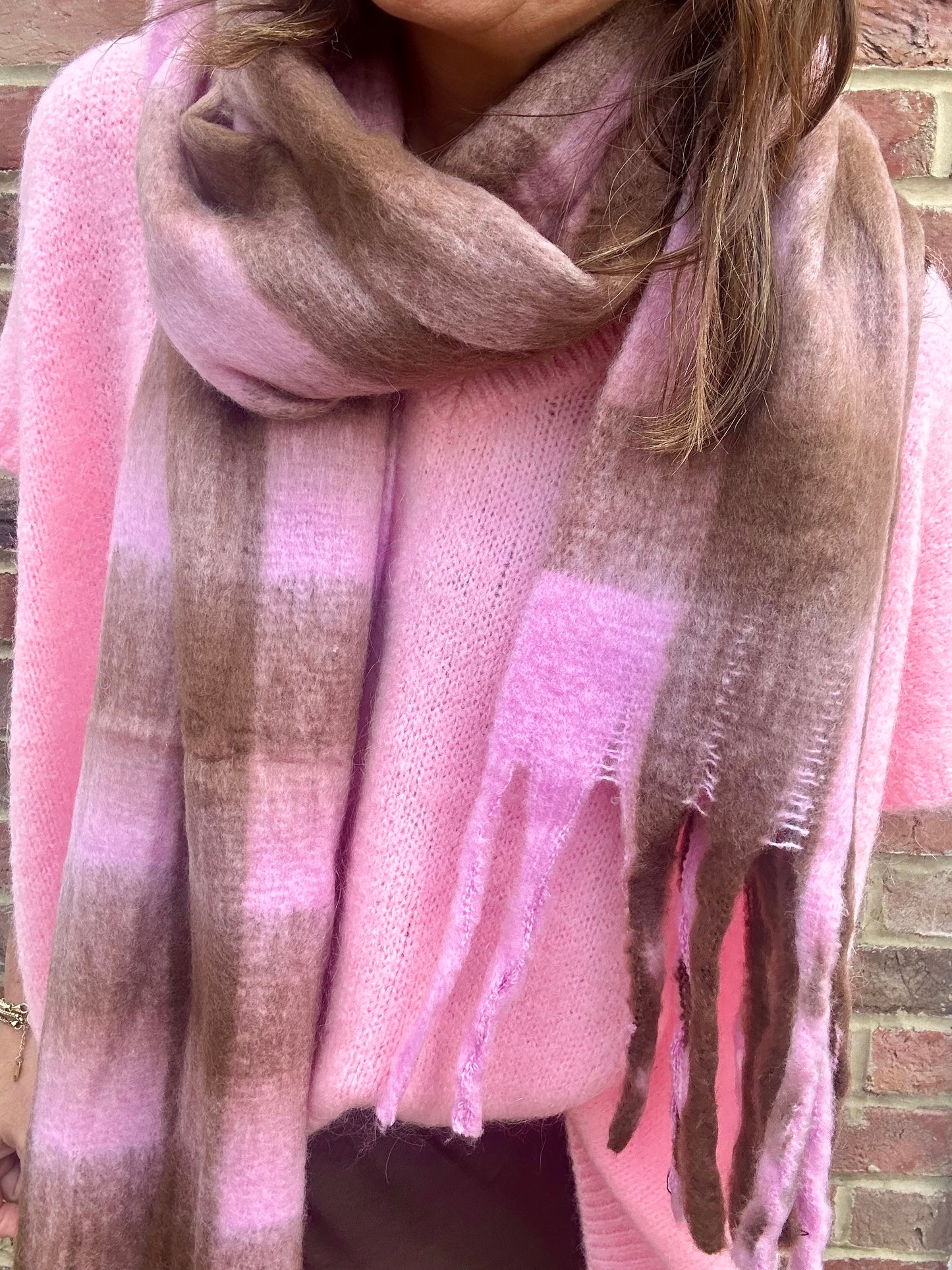 Wonder checked scarf - Pink / Brown