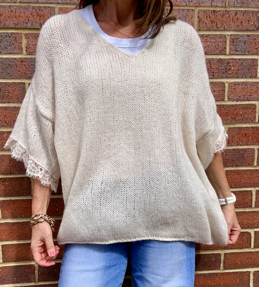 Sierra lace trim sweater