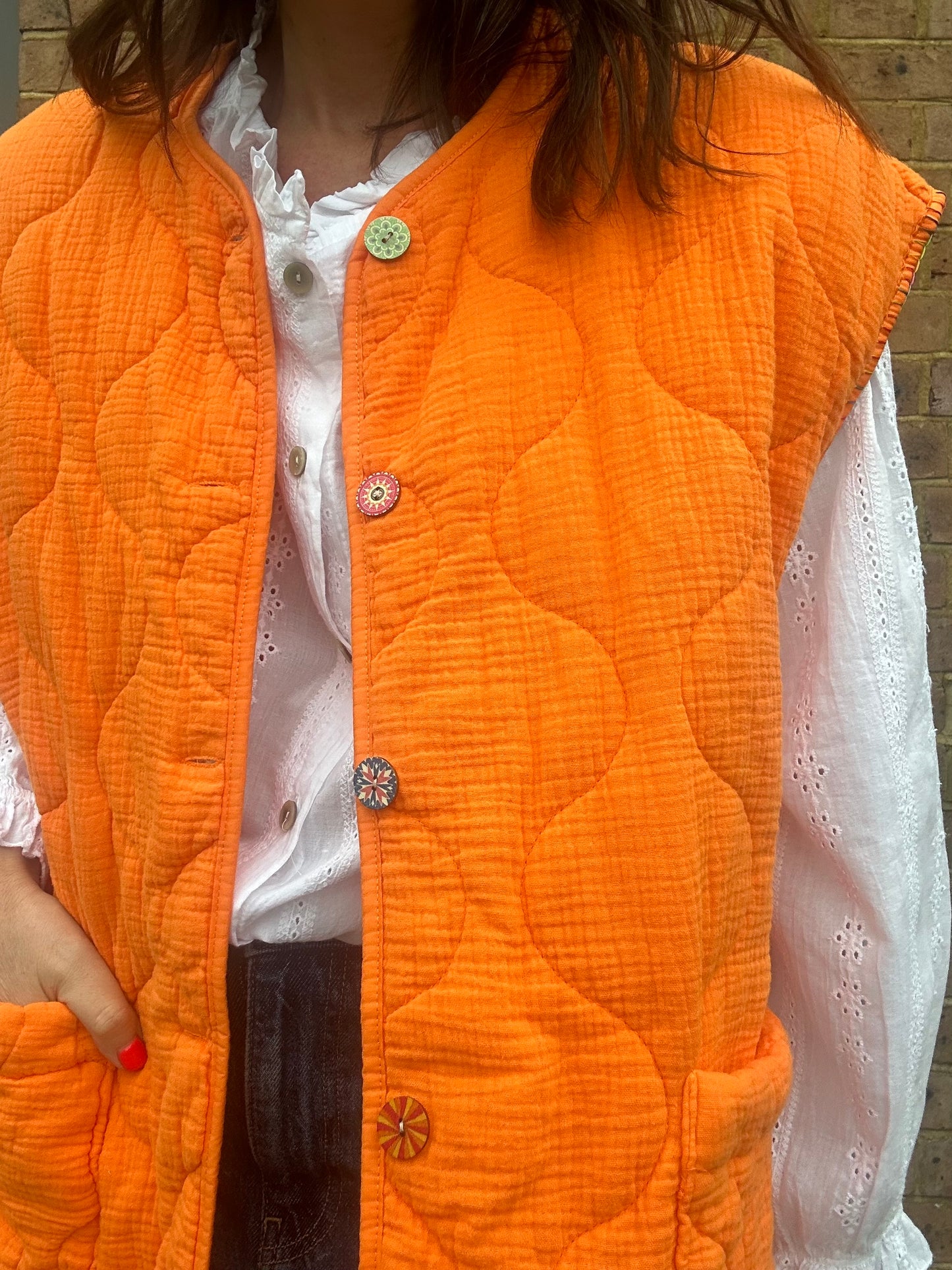 Livia Pocket Waistcoat - Jaffa Orange