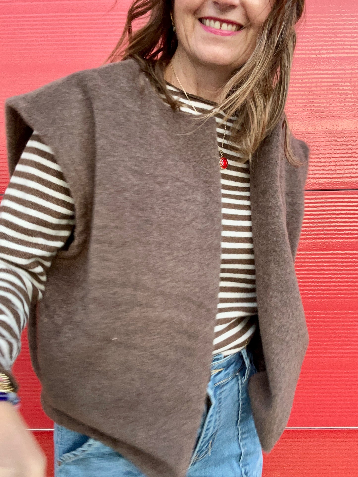 Emilie felted gilet - Mocha