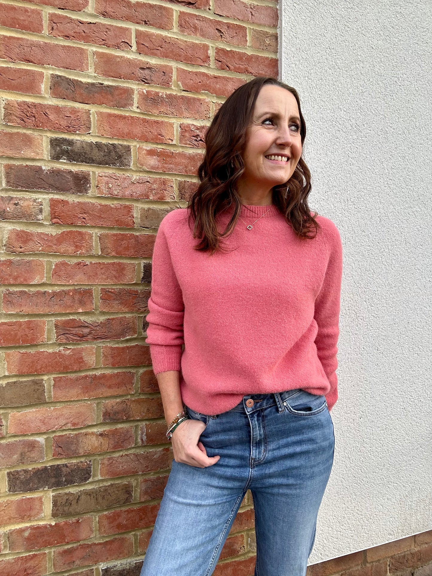 Pippa round neck sweater - Lobster pink