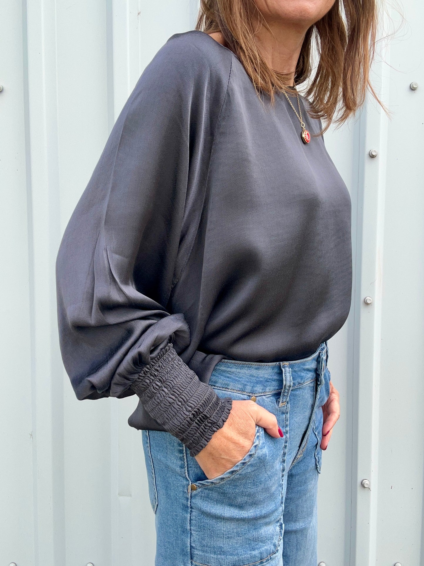 Henrietta silky blouse - Grey