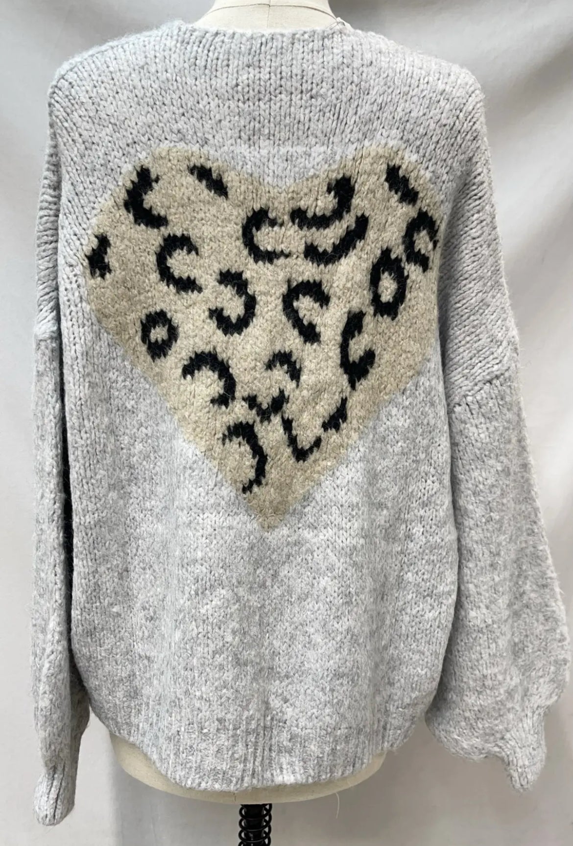 Leopard tie cardigan - Grey