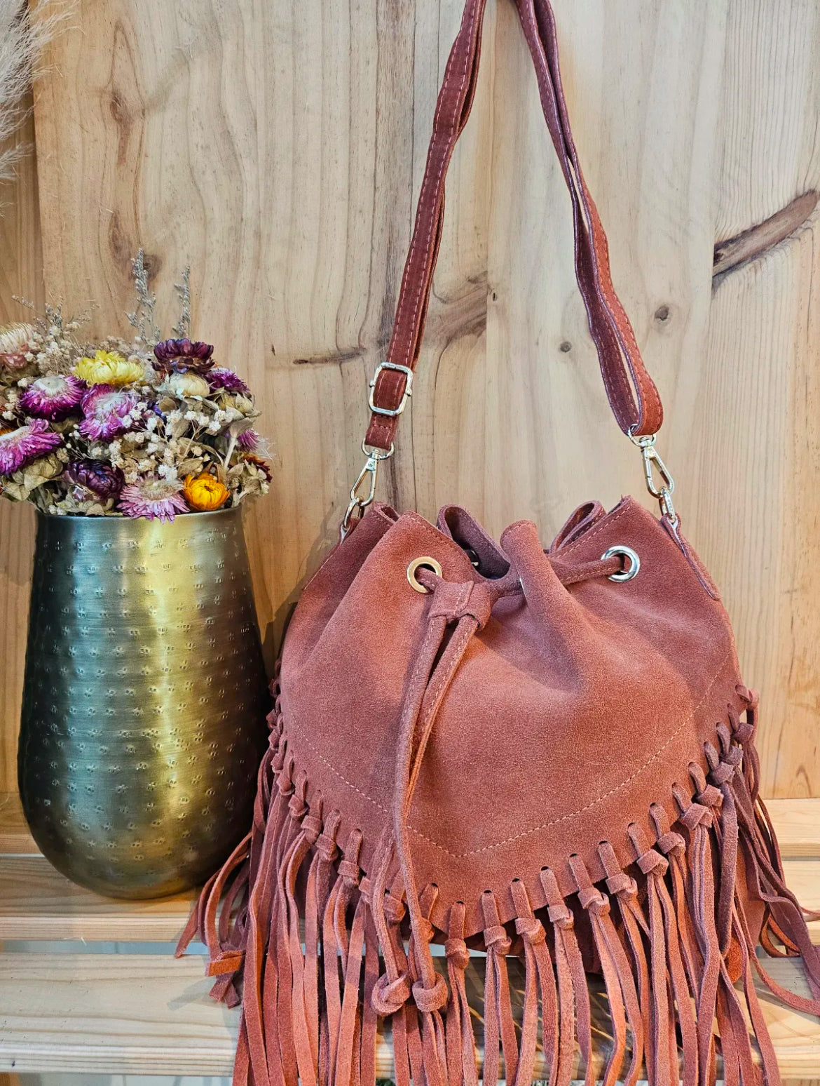 Briar suede tassel bag - Dusky Orange