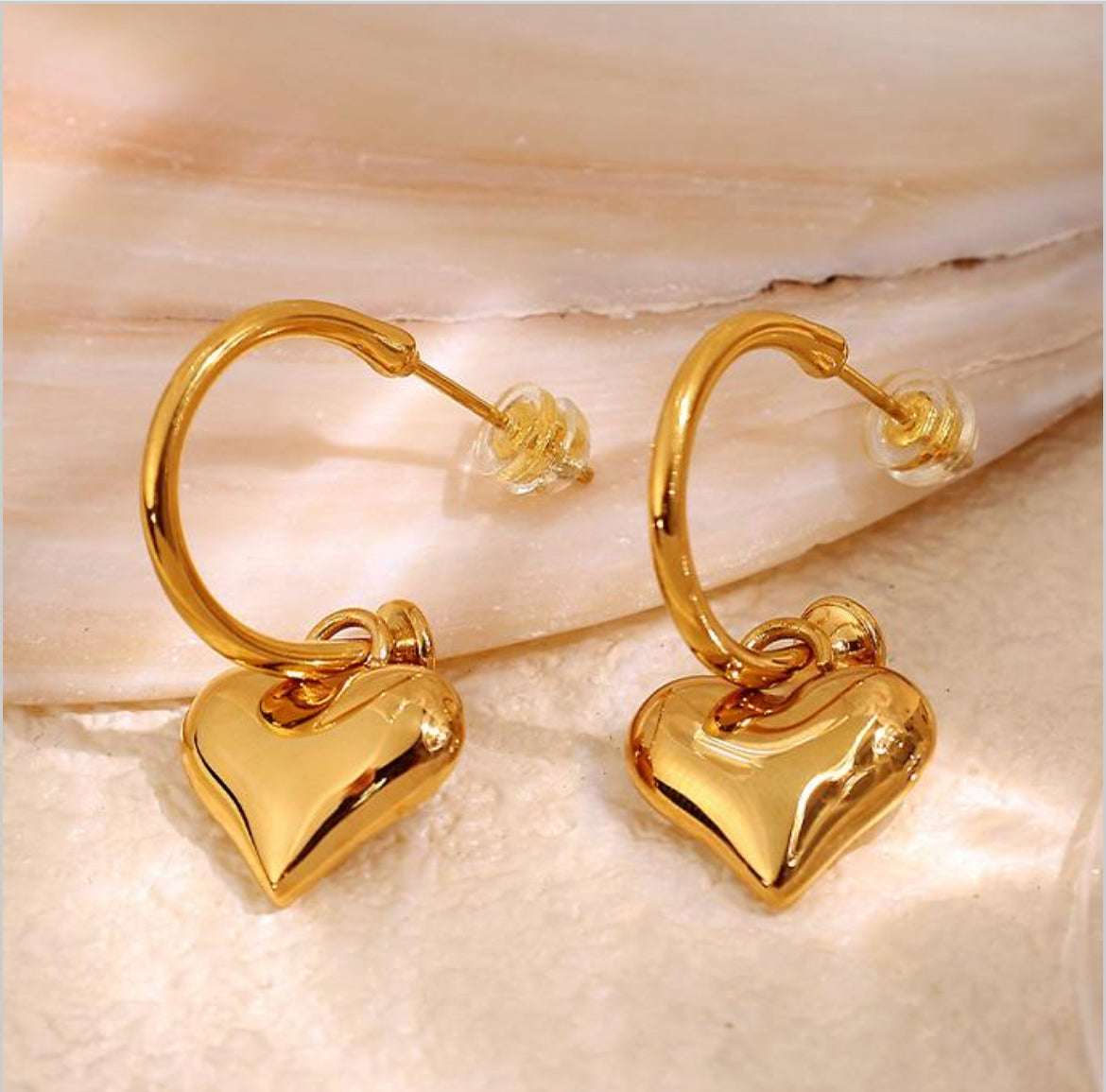 Chunky heart earrings - Gold