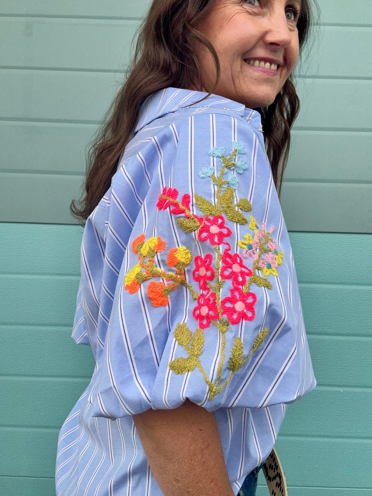 Neon blossoms blouse