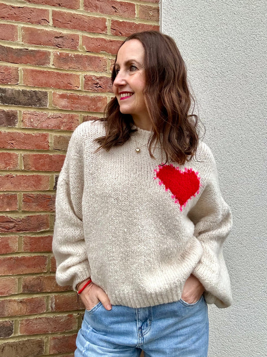 Cupid heart sweater - Cream