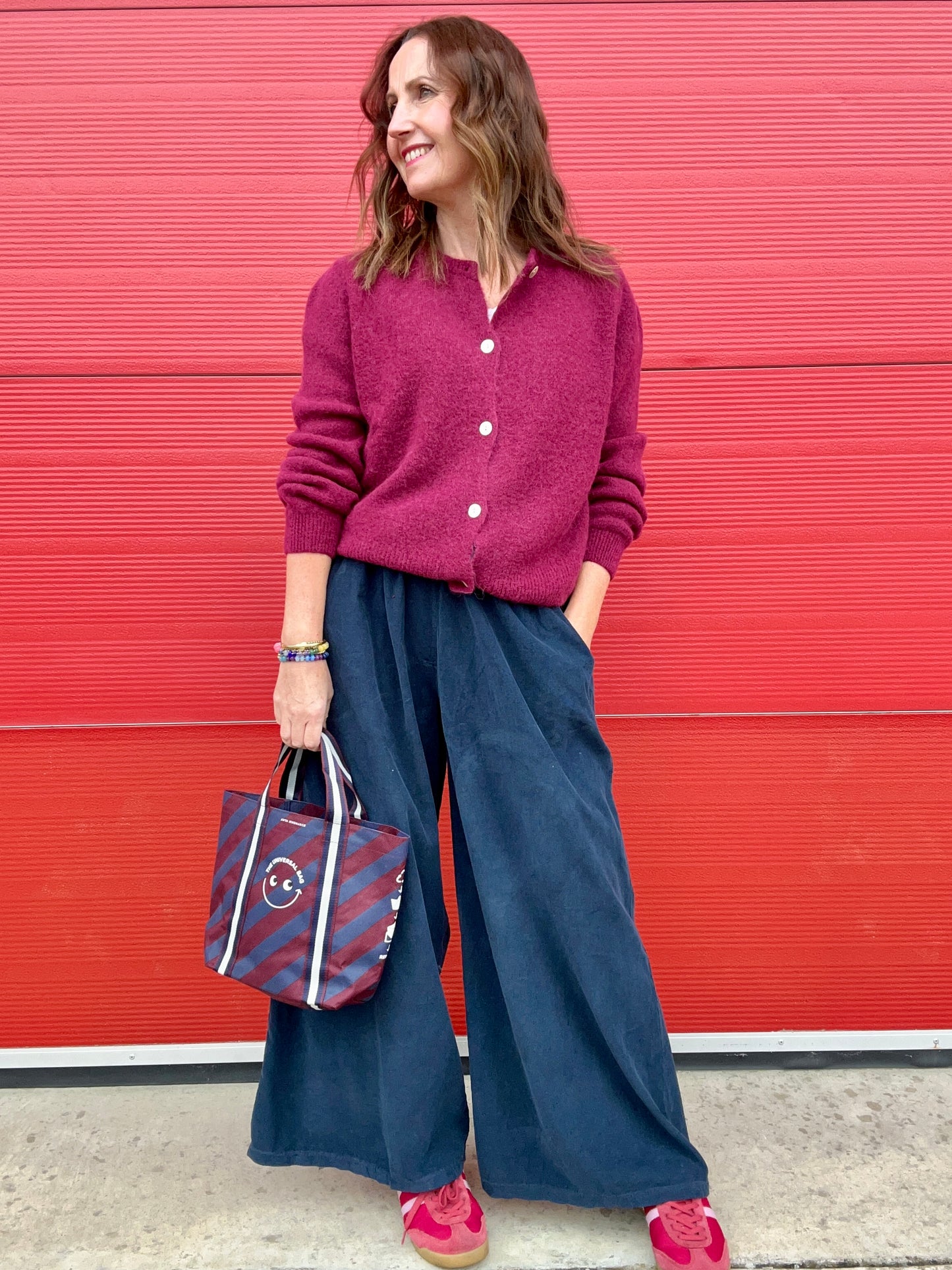 York wideleg cord trousers - Navy
