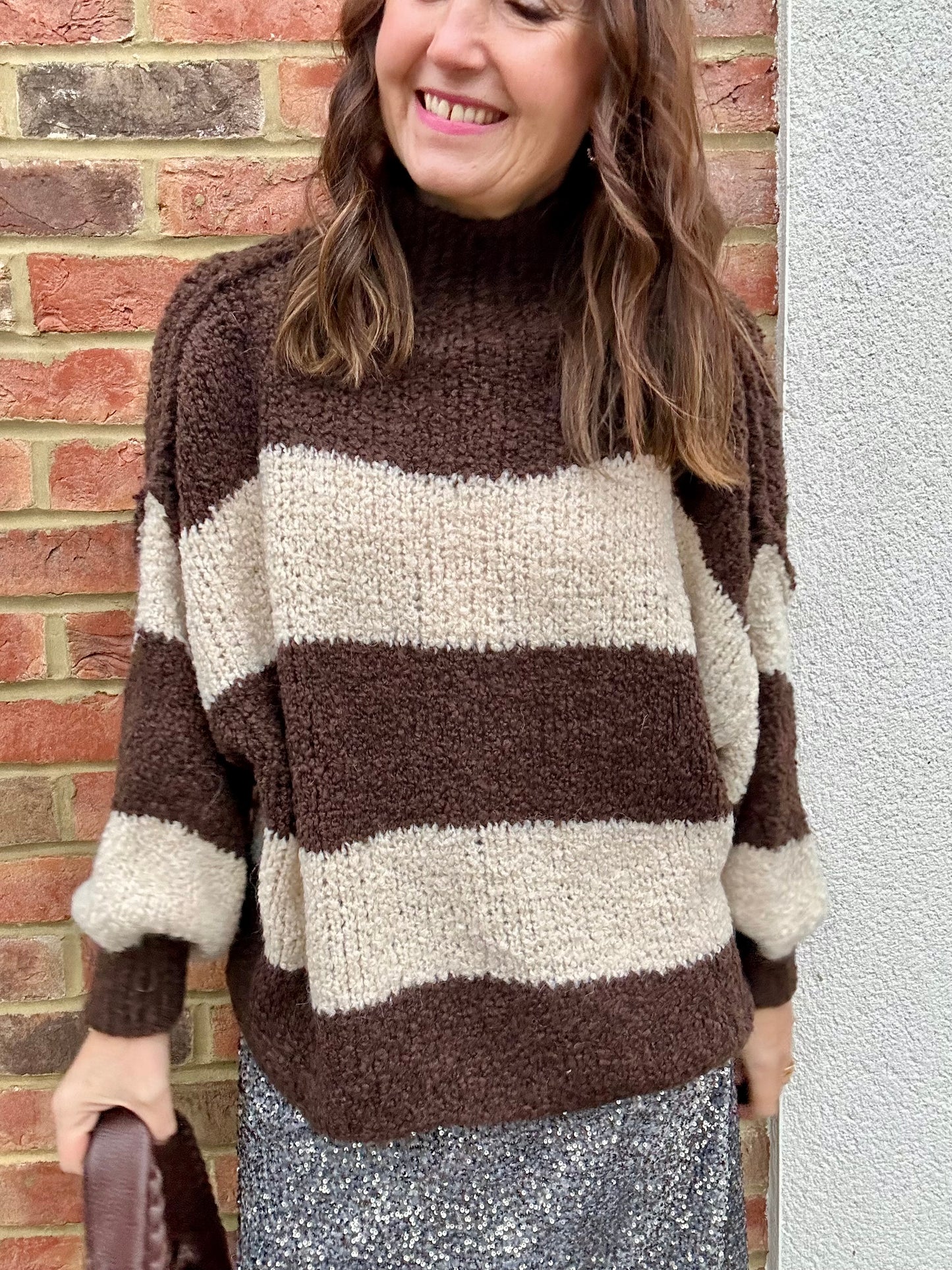 Helga stripe sweater - Chocolate