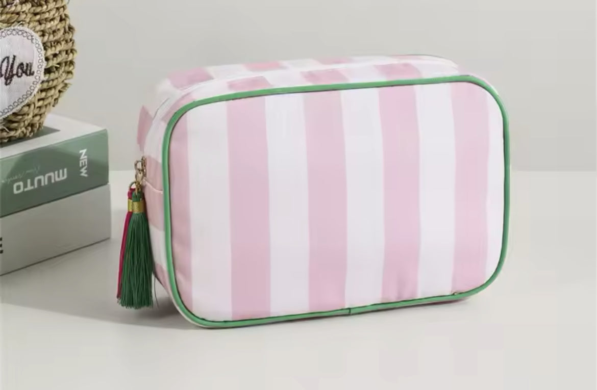 Tiggy stripe washbag - Pink / Green