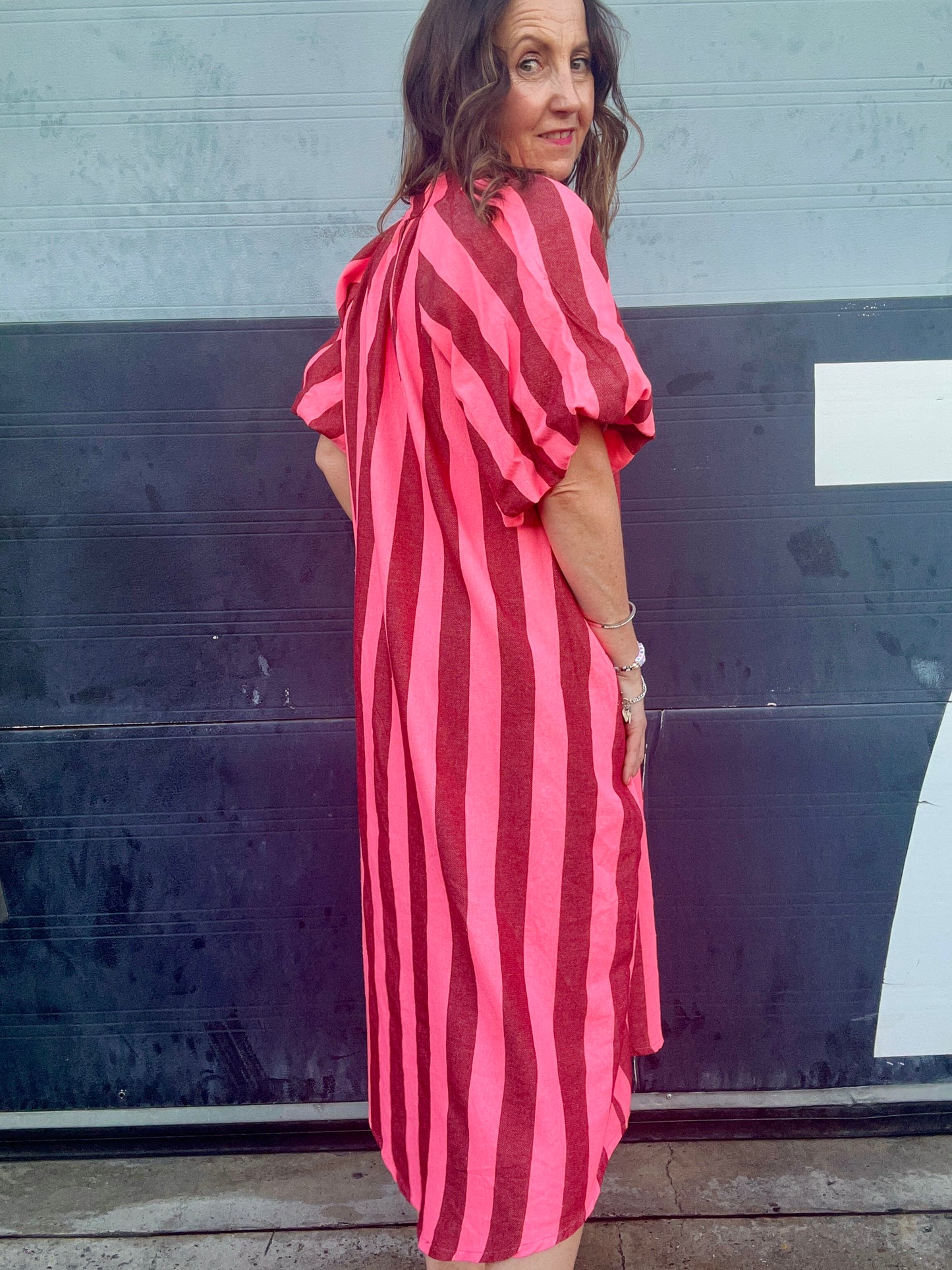 Tinka striped dress - Pink / Red