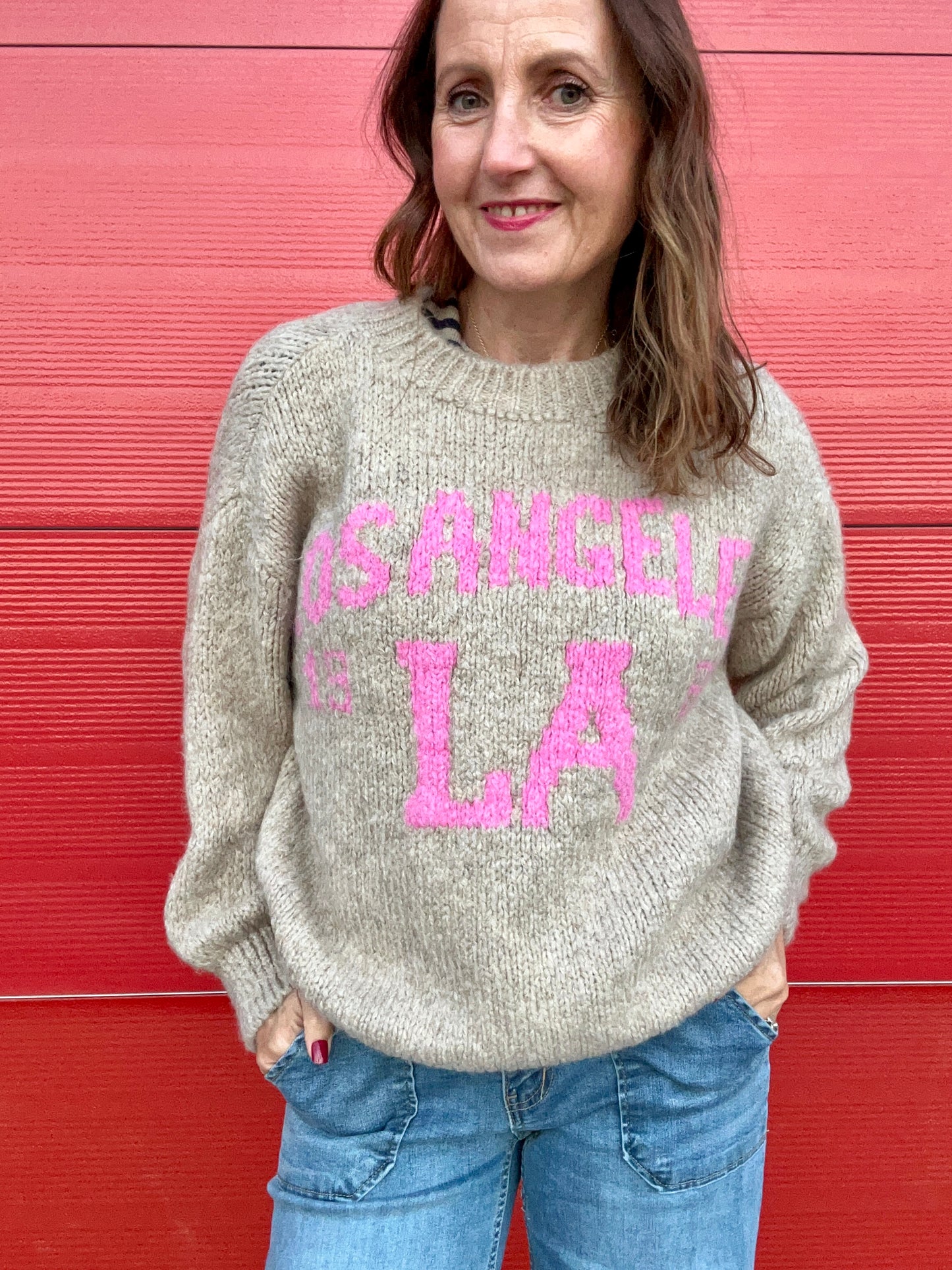 L.A. sweater - Oatmeal / Pink