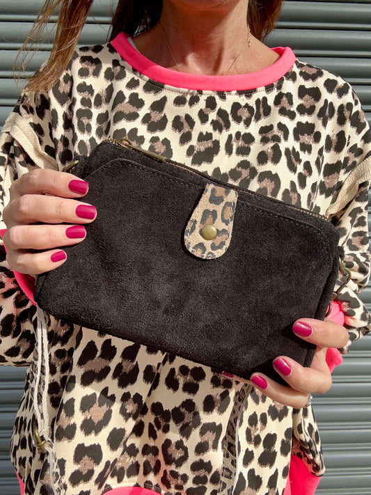Riley suede crossbody bag - Black