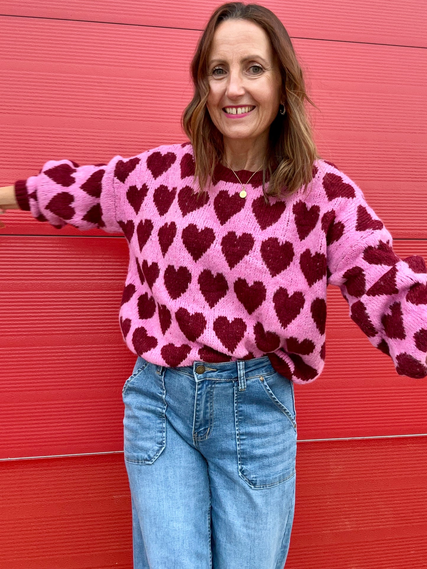 Jojo heart sweater - Pink / Plum