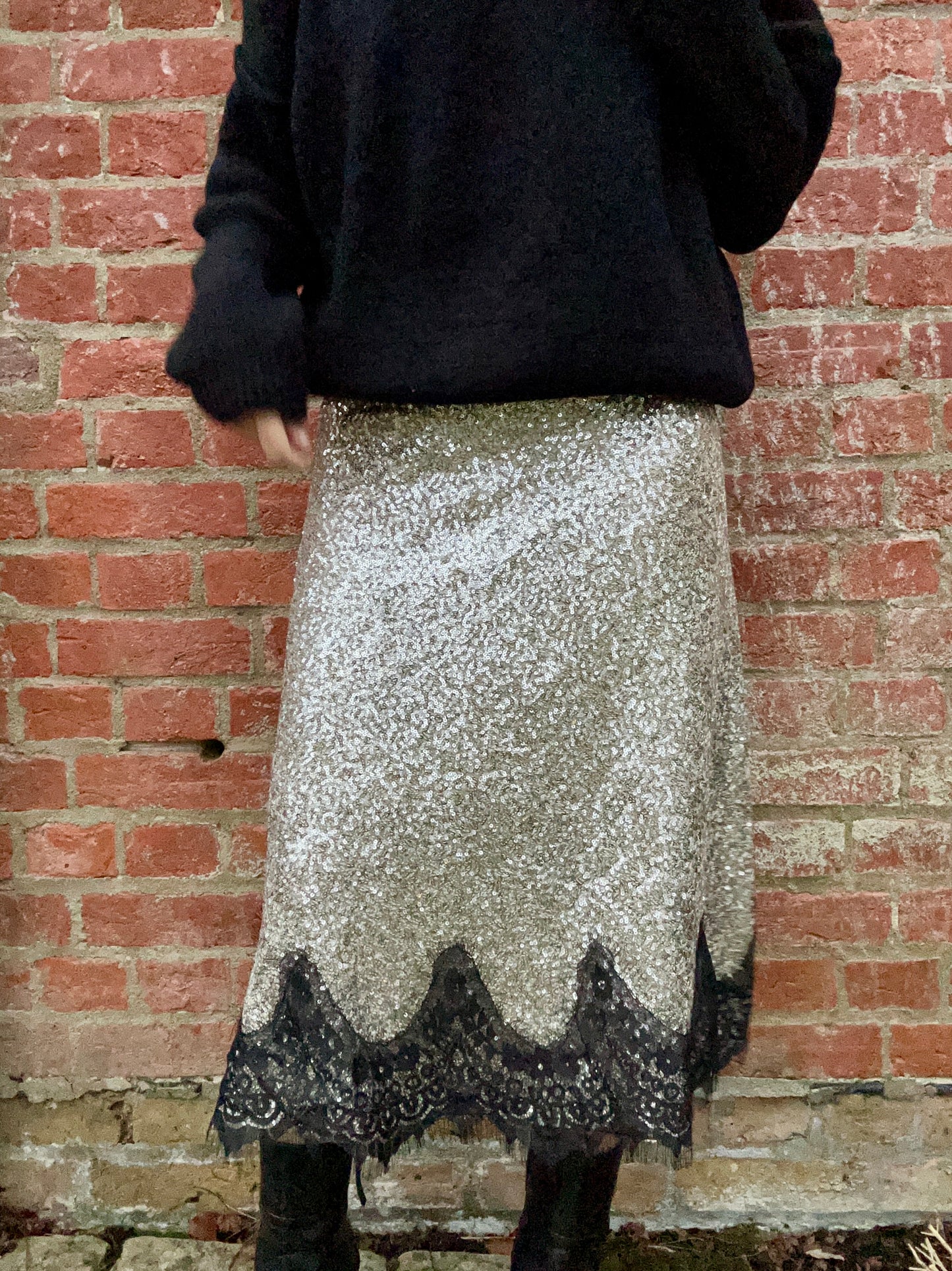 Maxine sequin and lace skirt - Silver