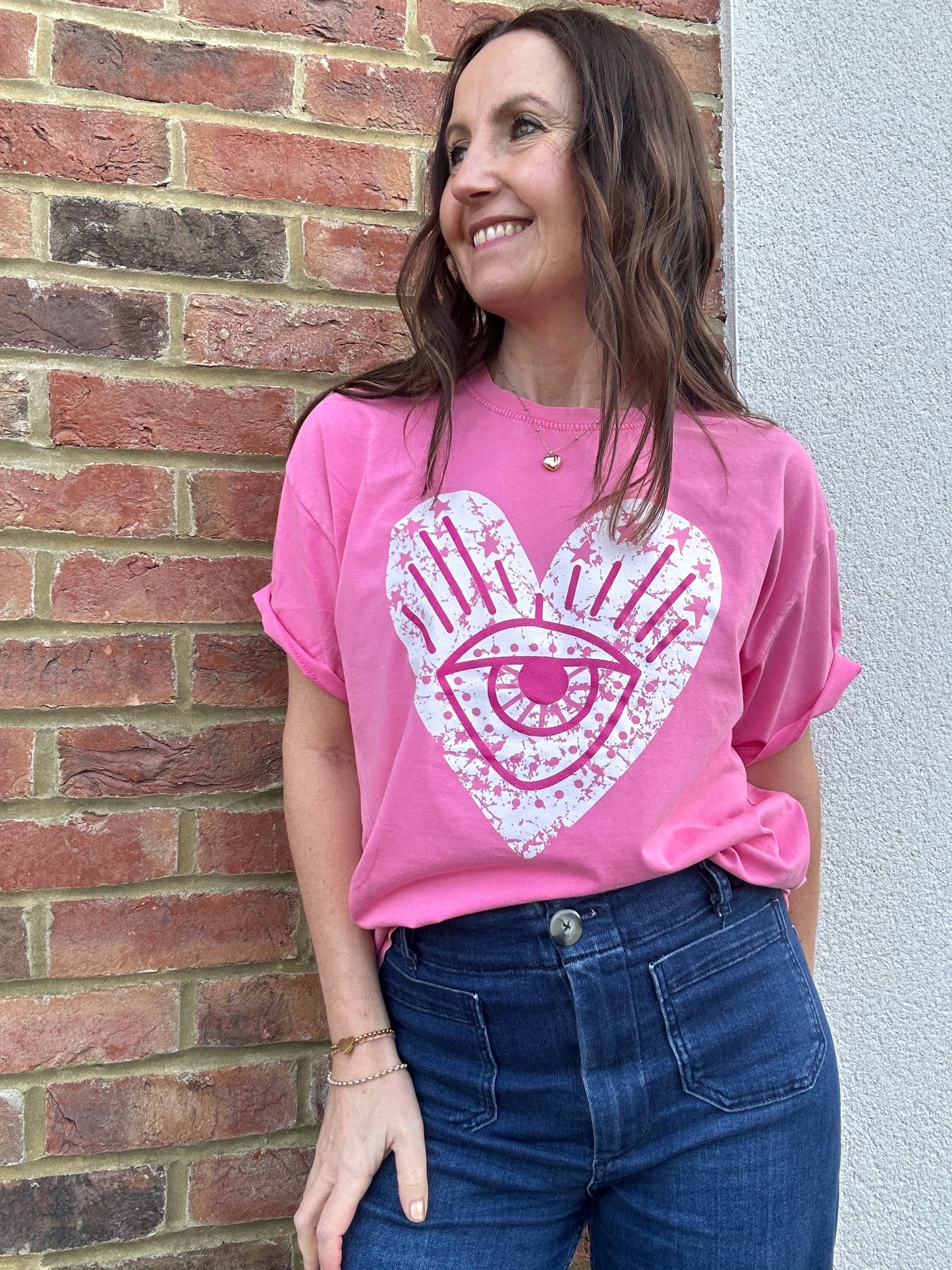 Glitter Heart T-Shirt - Pink