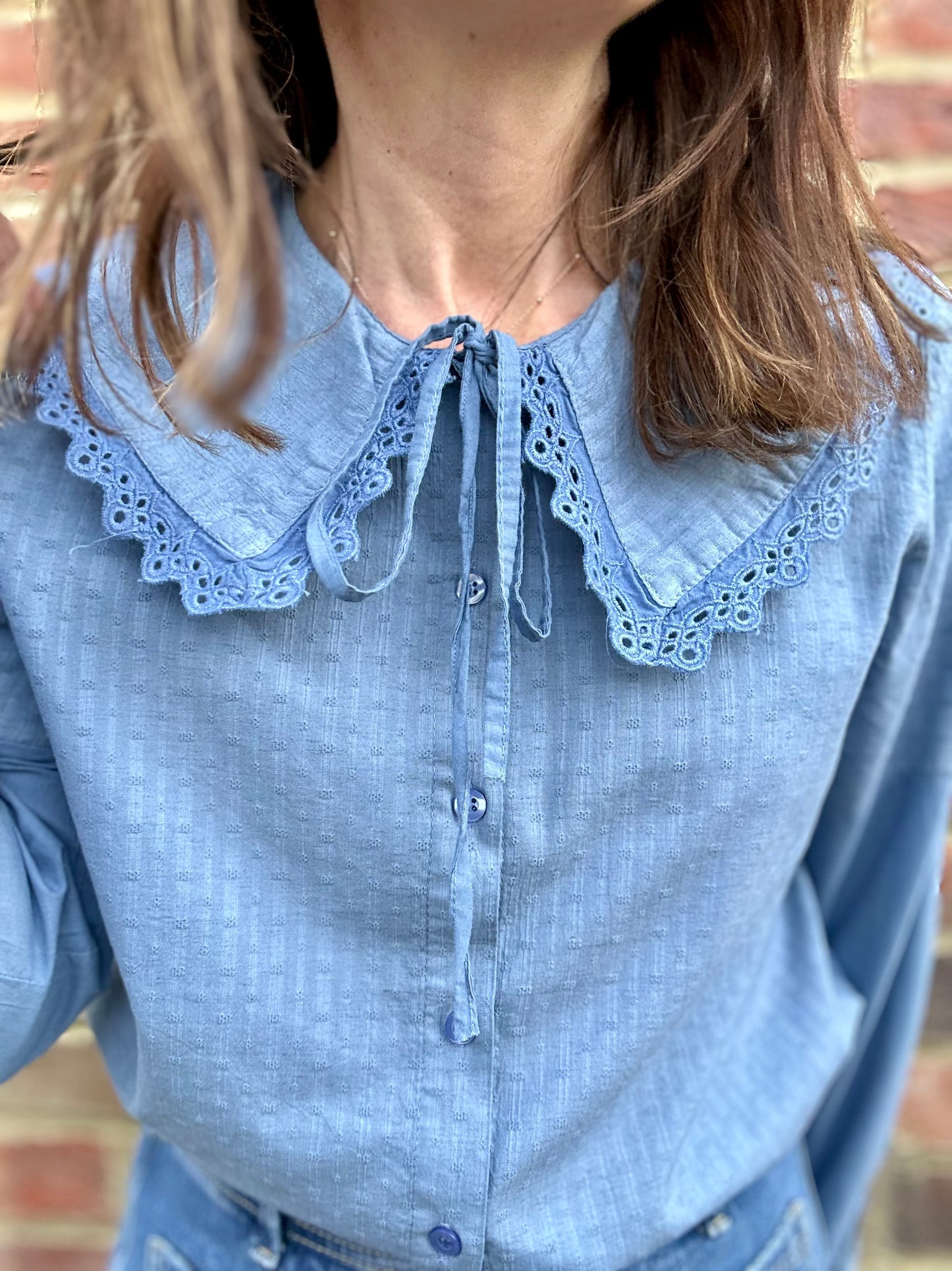 Zoe big collar blouse - Denim