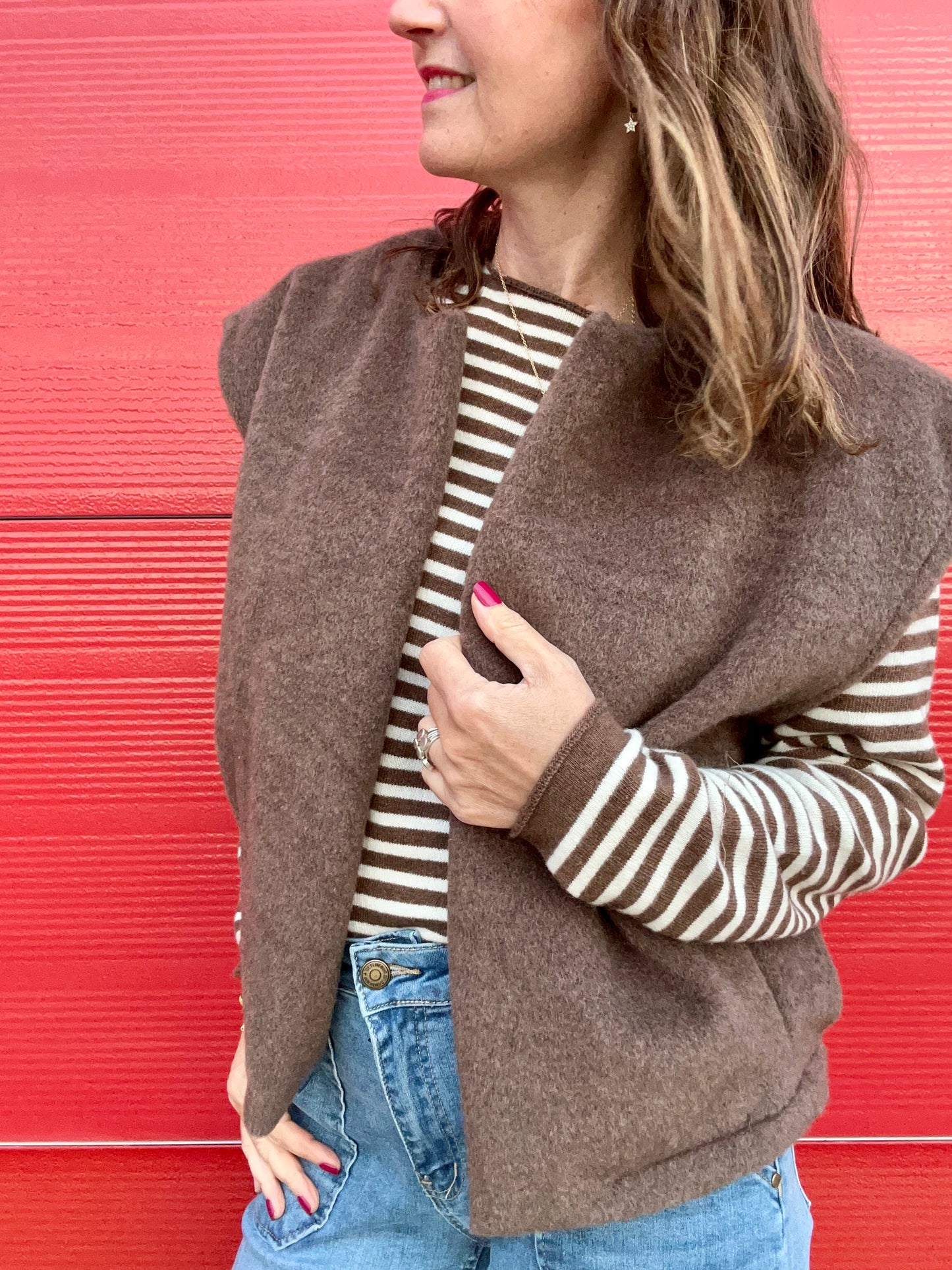 Emilie felted gilet - Mocha