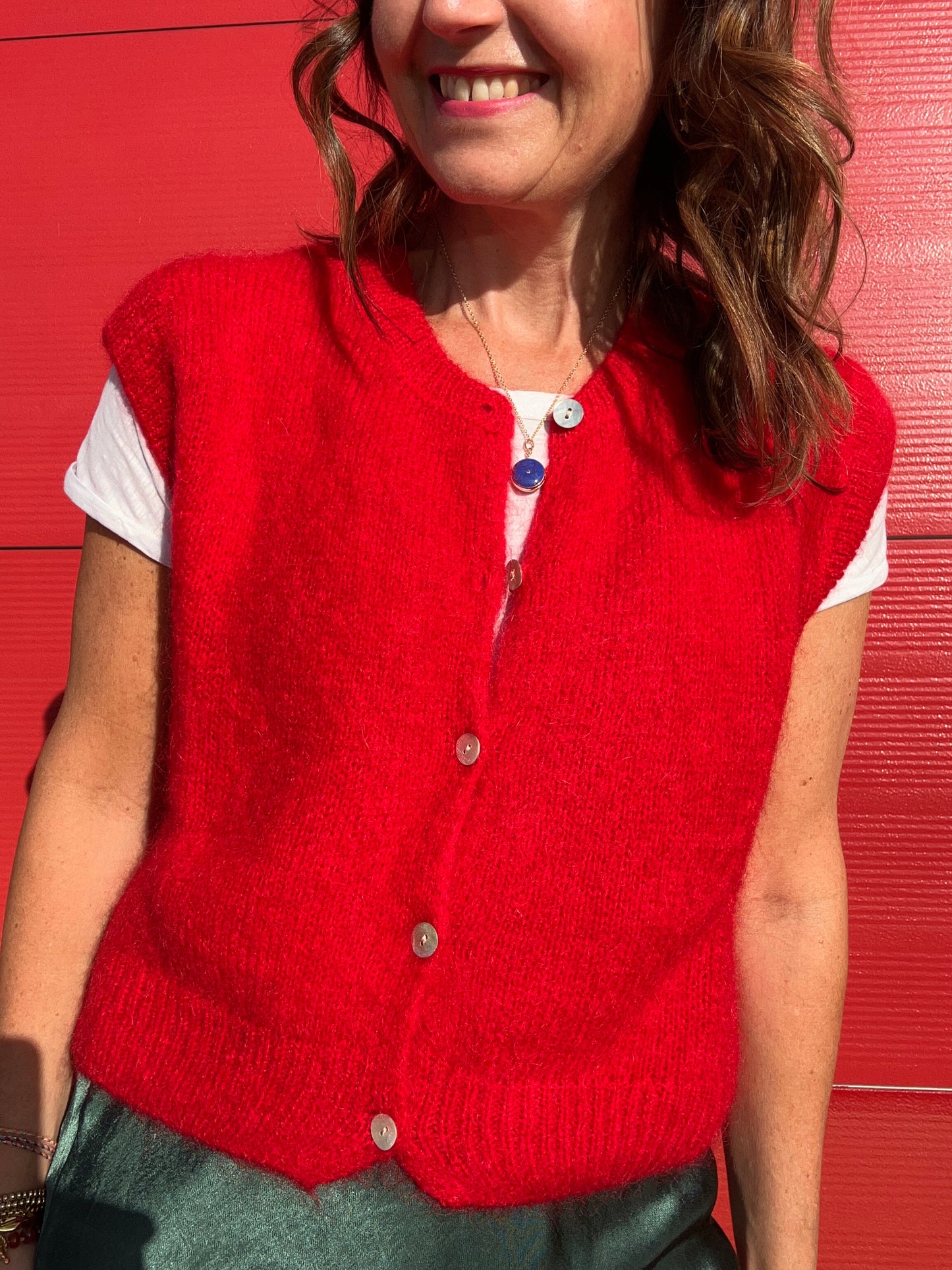 Brodie sleeveless cardigan - Red