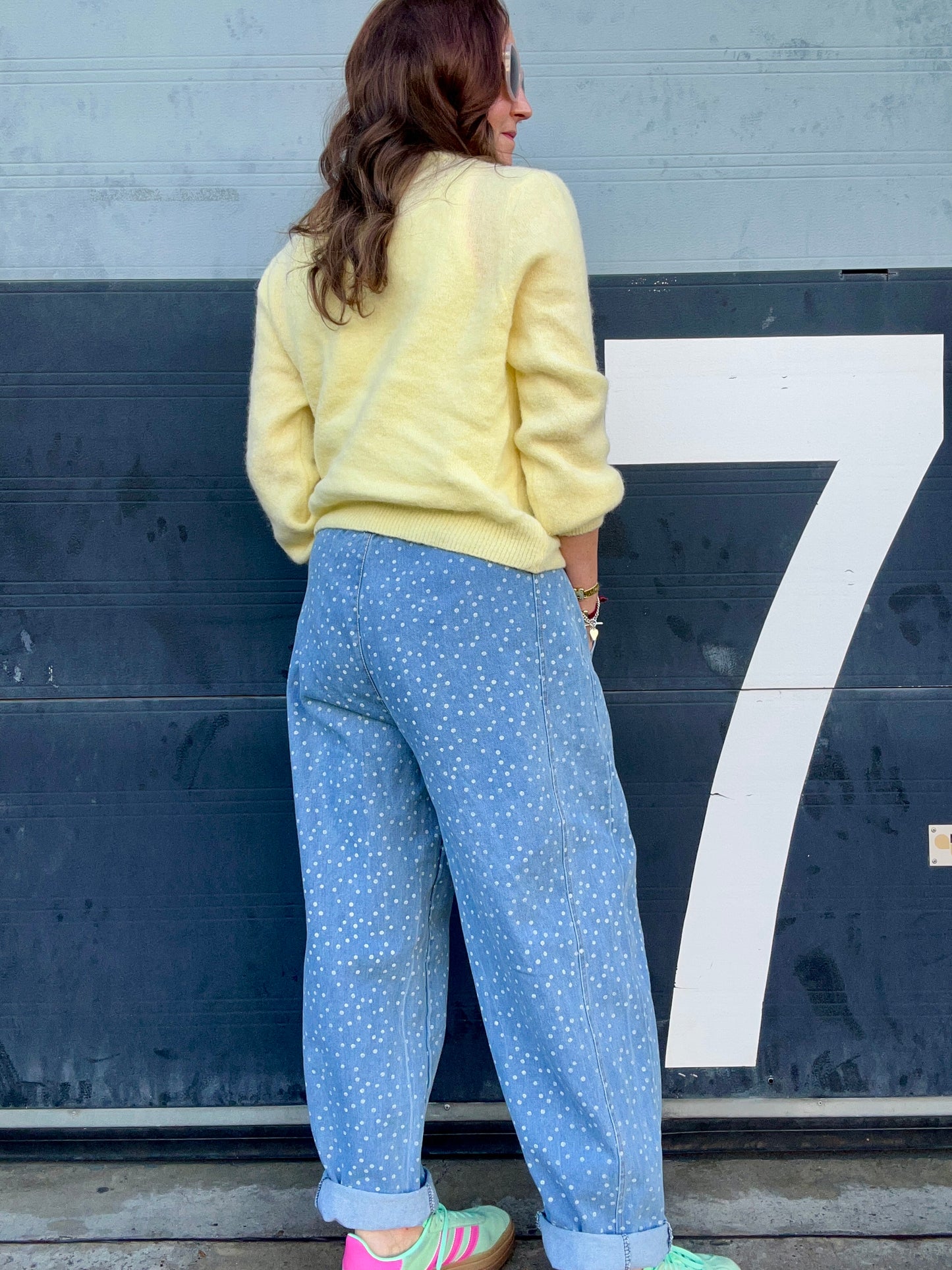 Polka barrel leg jeans
