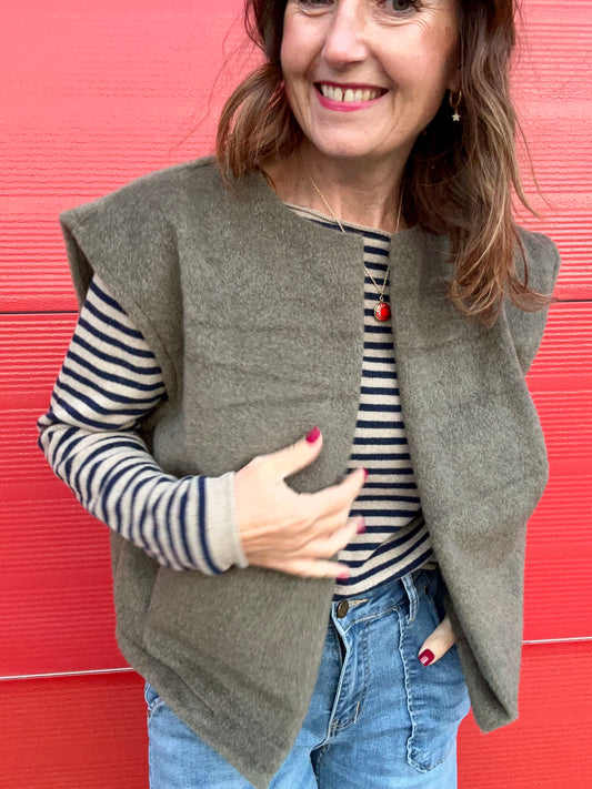 Emilie felted gilet - Khaki