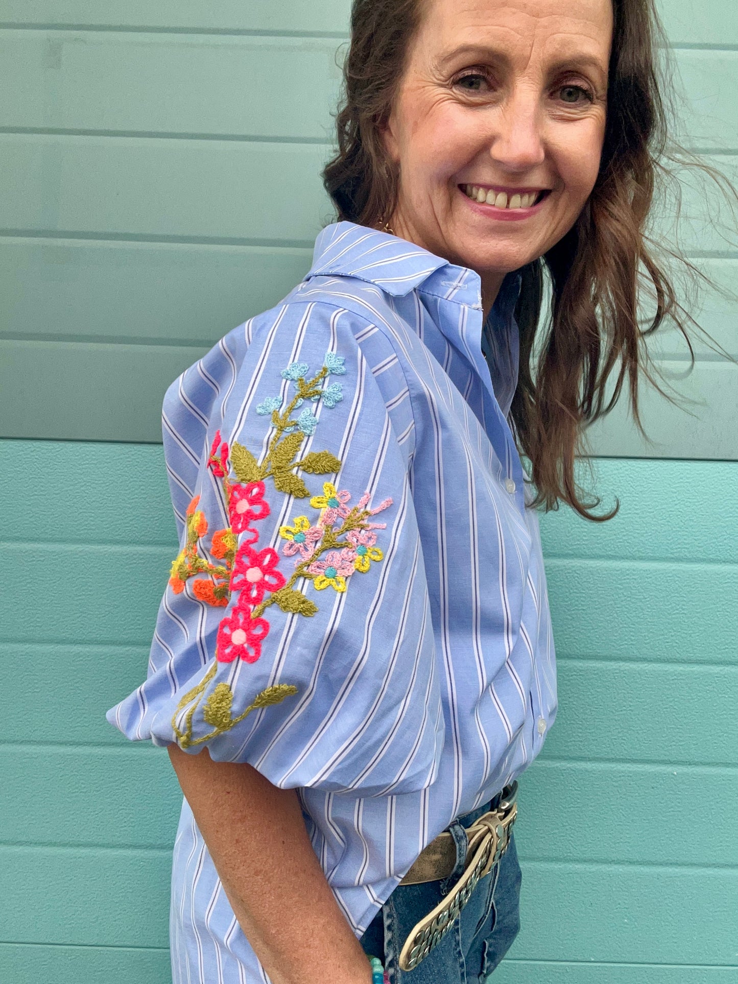 Neon blossoms blouse