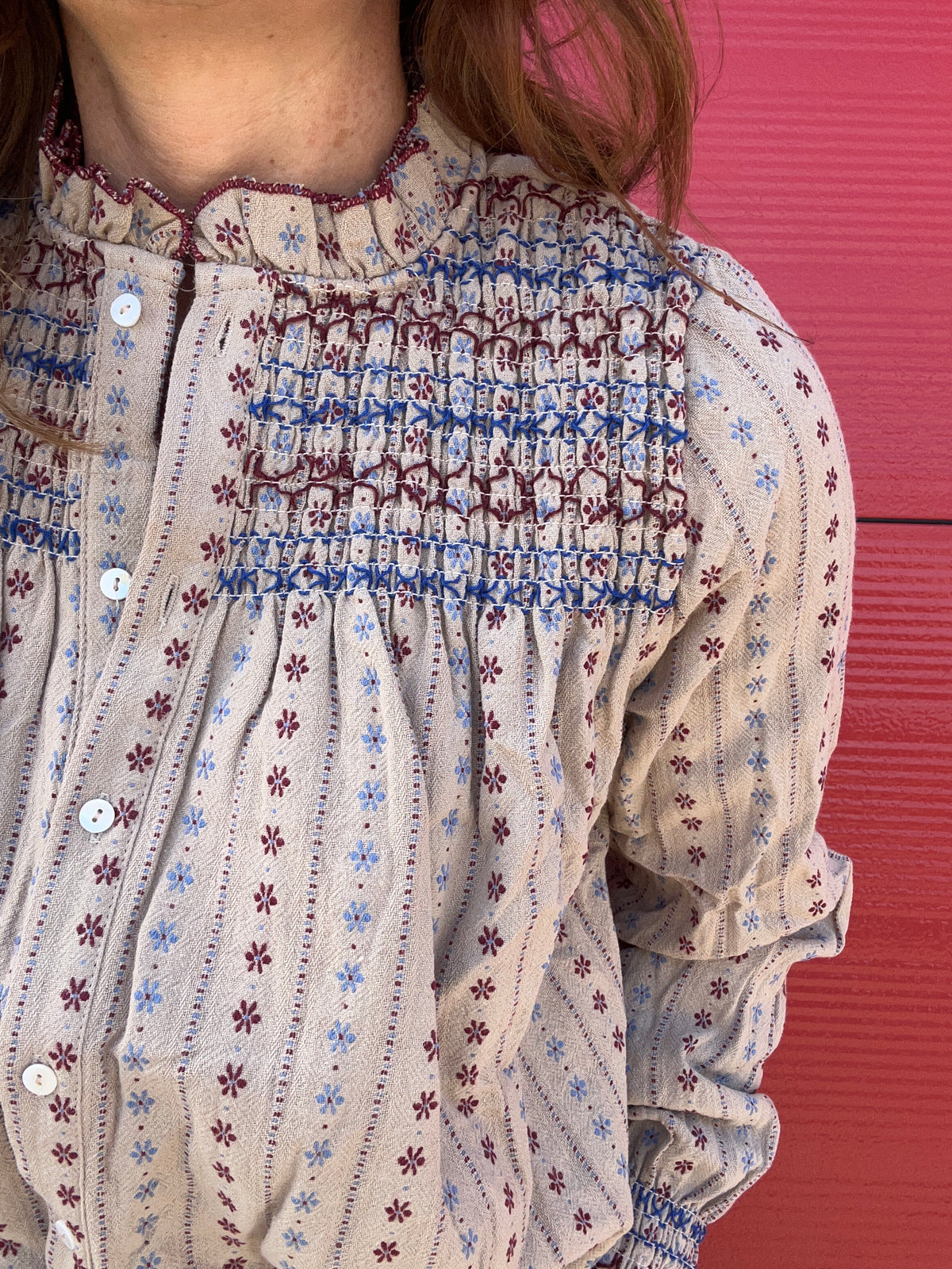 Olive embroidered blouse