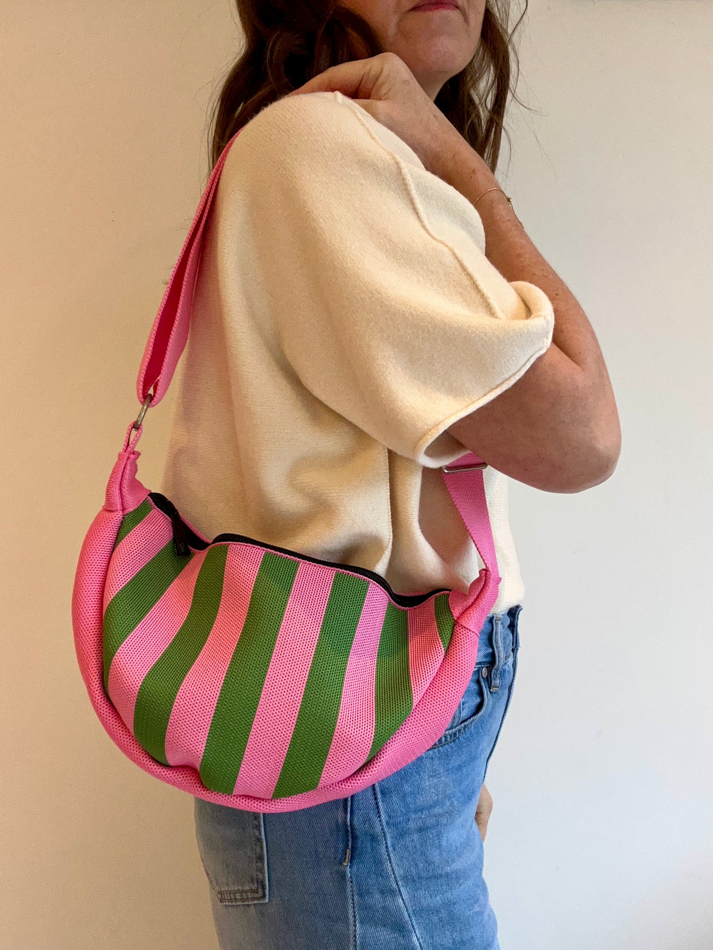 Kanga striped pouch bag / Green