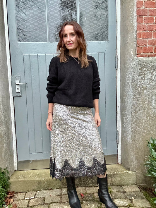 Maxine sequin and lace skirt - Silver