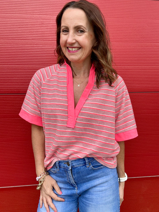 Bobby sporty stripe top - Pink