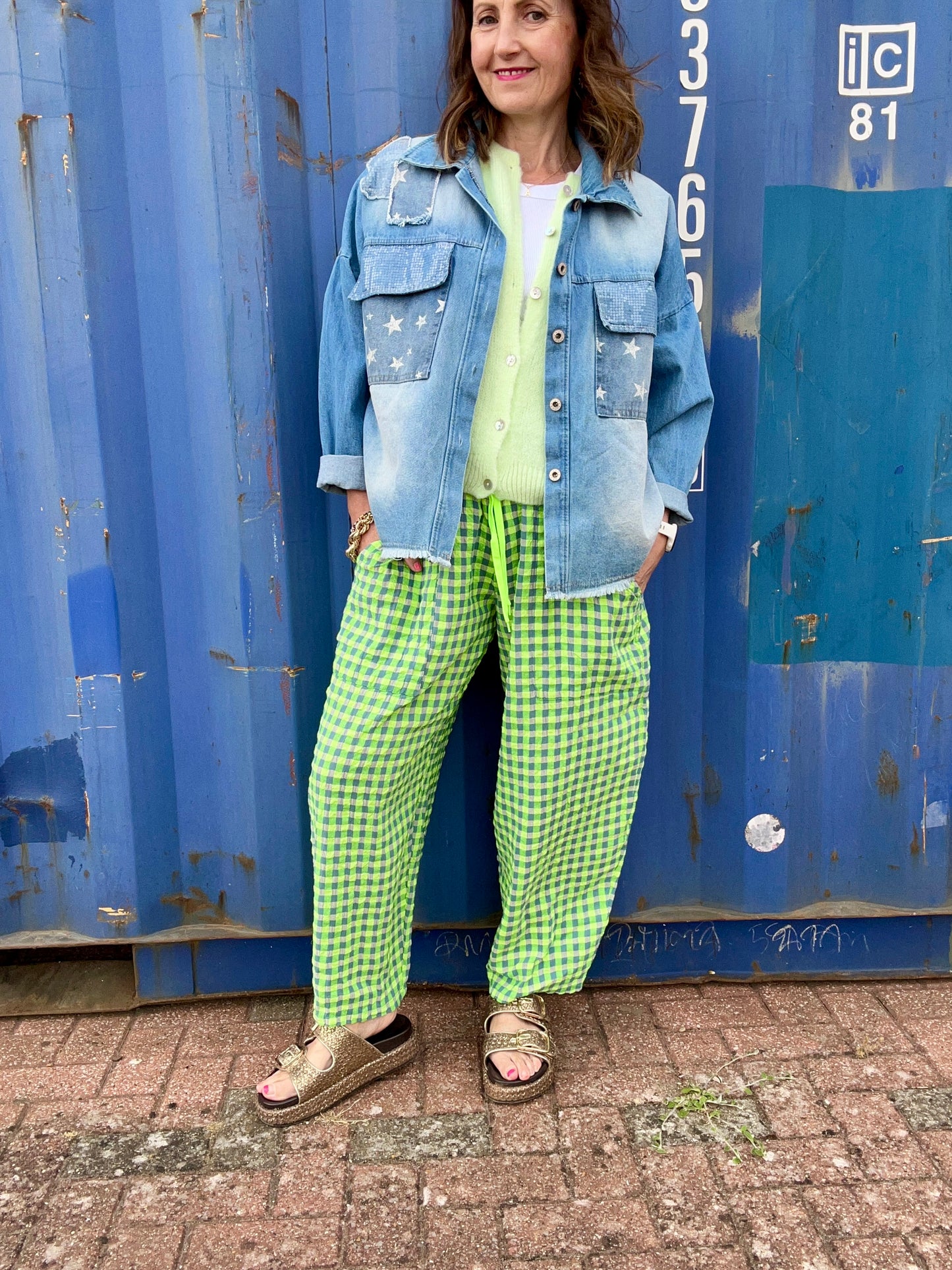 Riva relaxed trousers - Green/Yellow