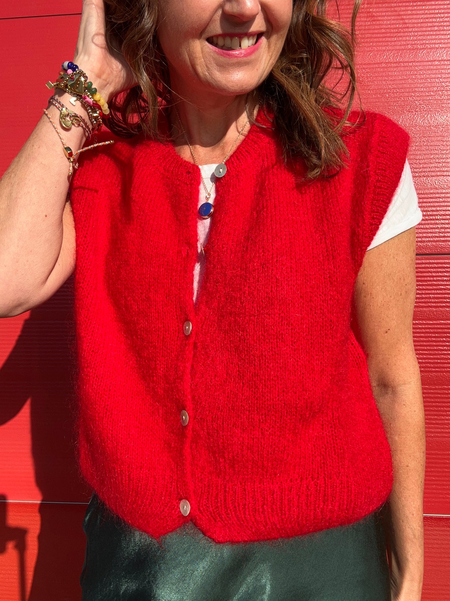 Brodie sleeveless cardigan - Red