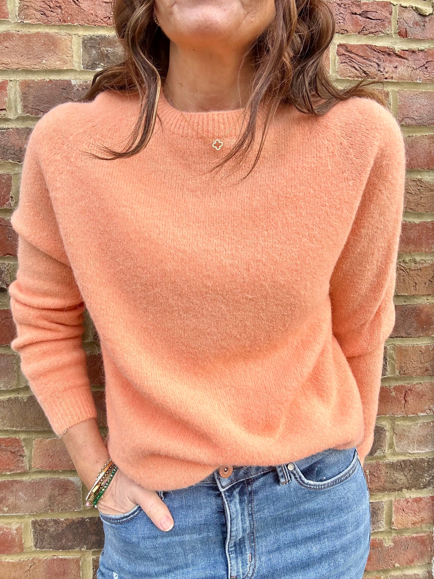 Pippa round neck sweater - Peach melba