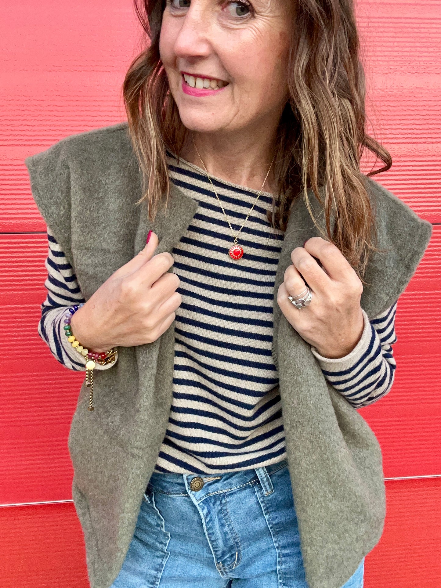 Emilie felted gilet - Khaki