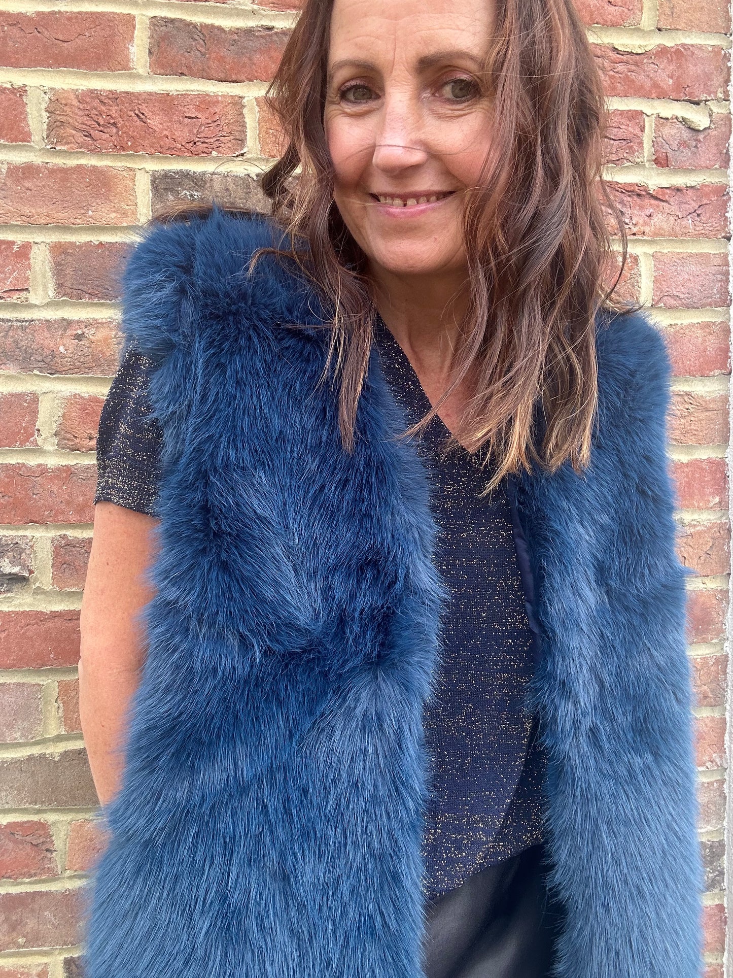 Venus faux fur gilet - Midnight