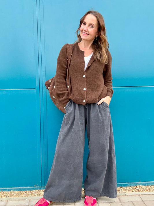 York wideleg cord trousers - Grey