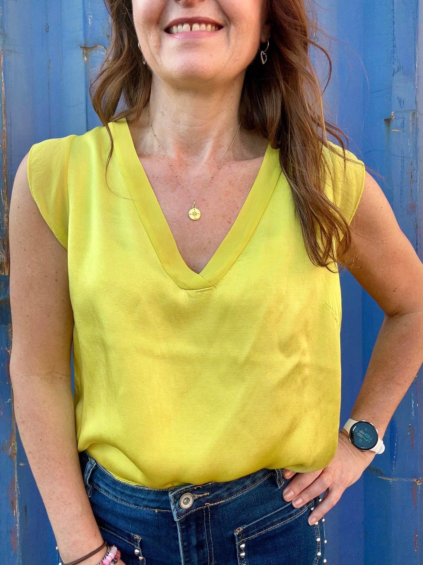Esmerelda satin top - Citron