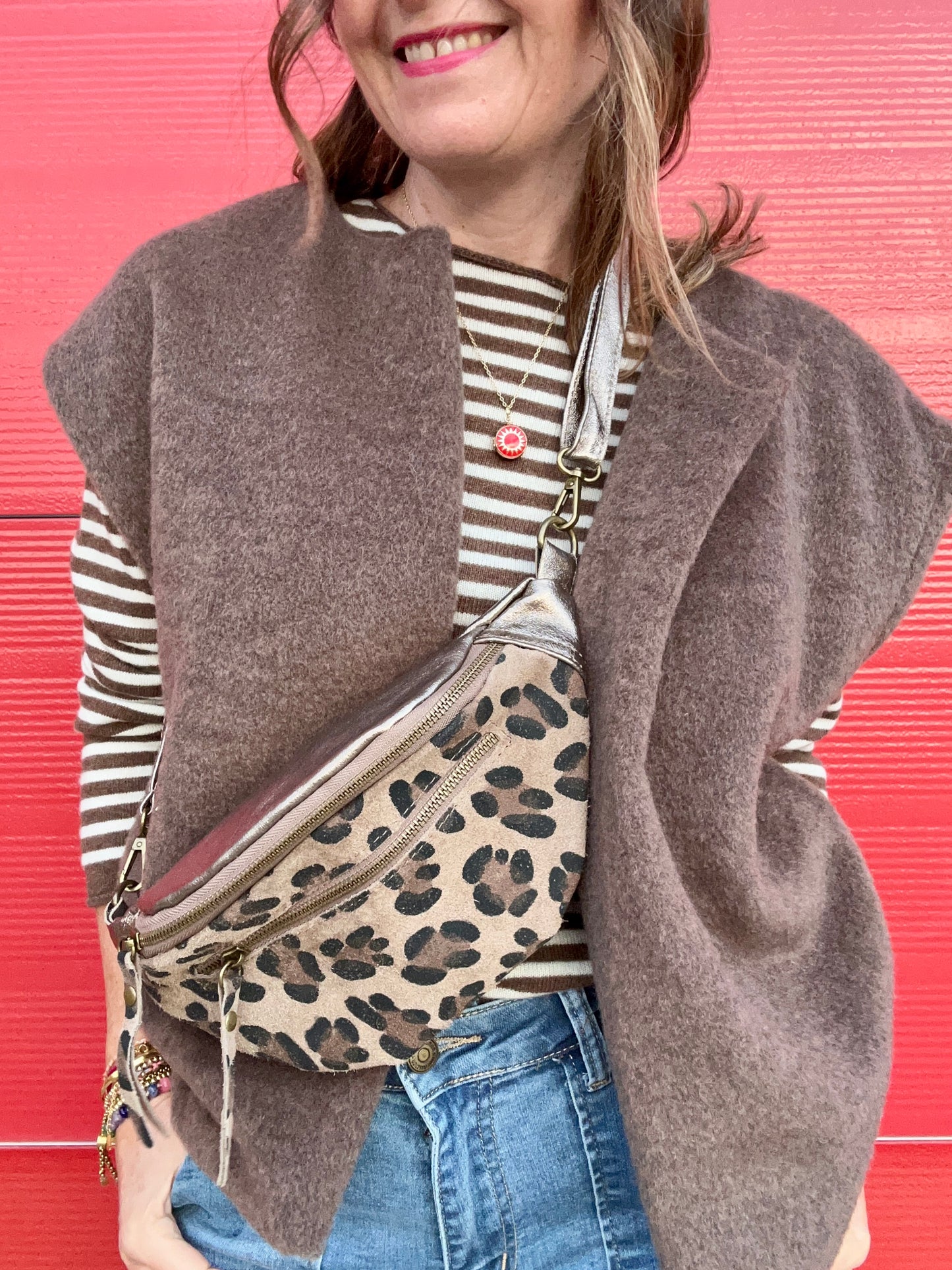 Saffy leopard metallic bumbag