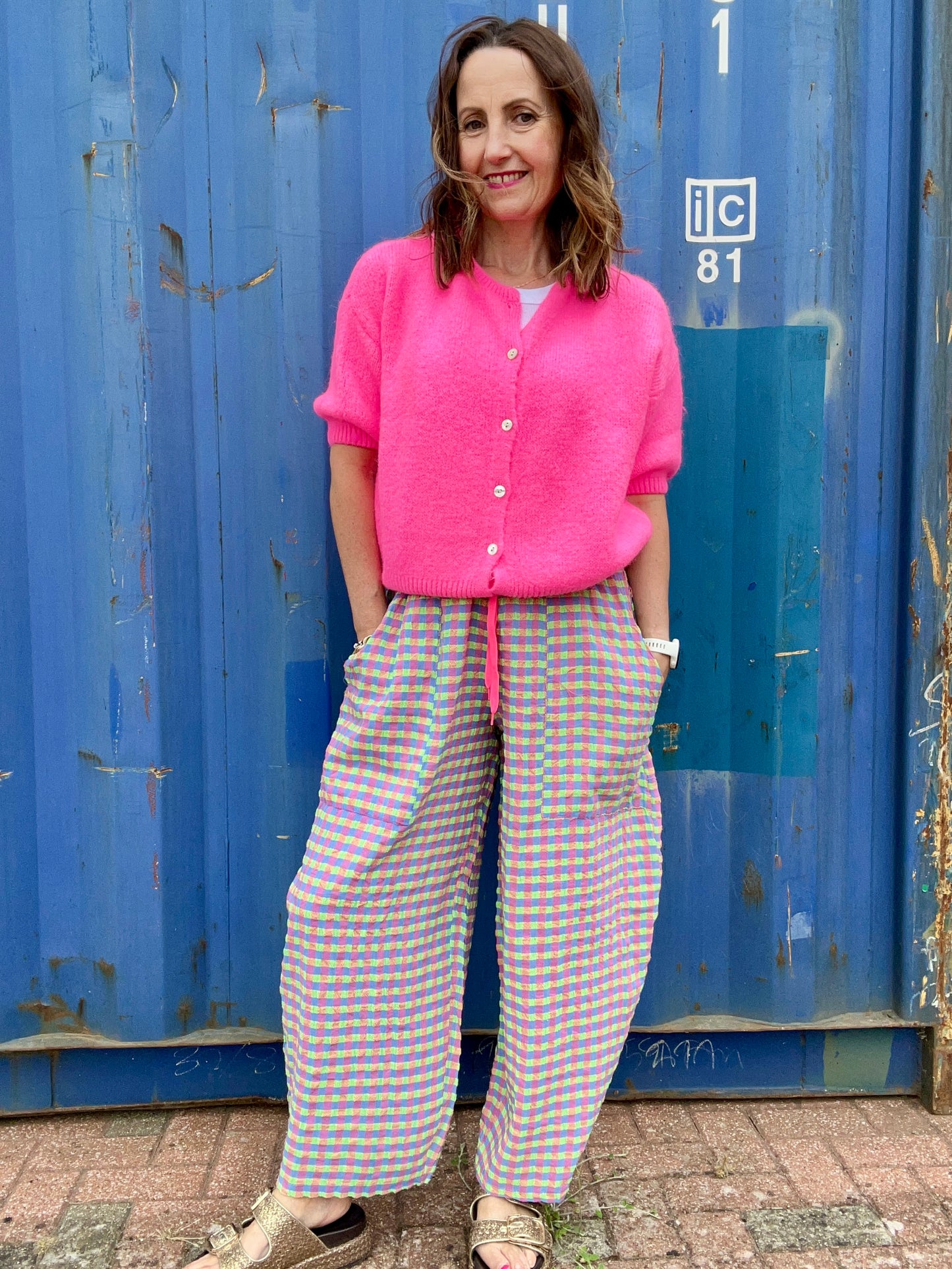 Riva relaxed trousers - Blue/Pink