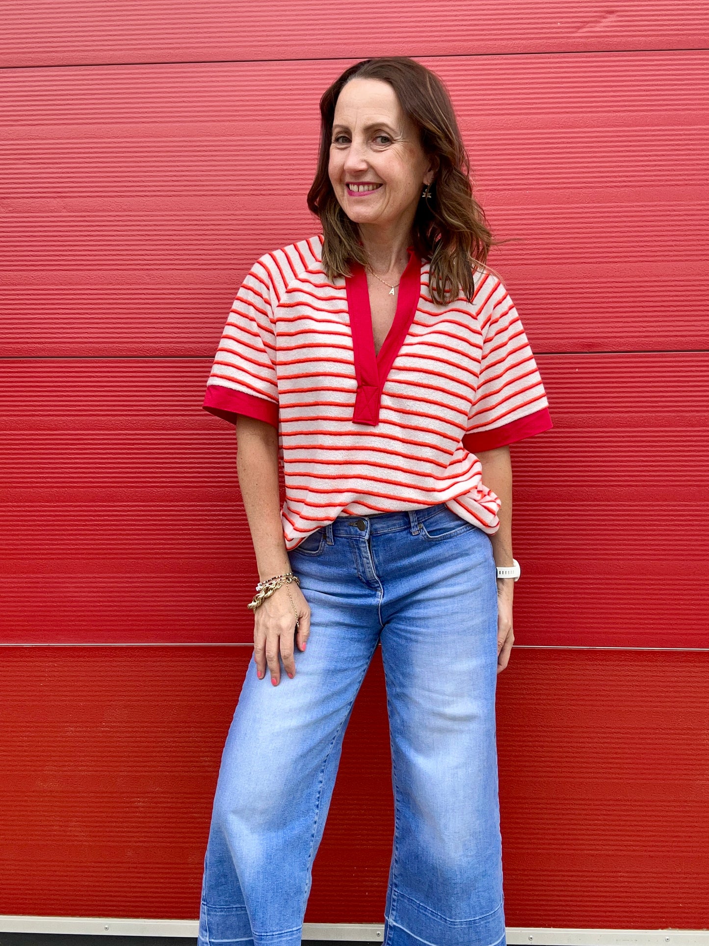 Bobby sporty stripe top - Red
