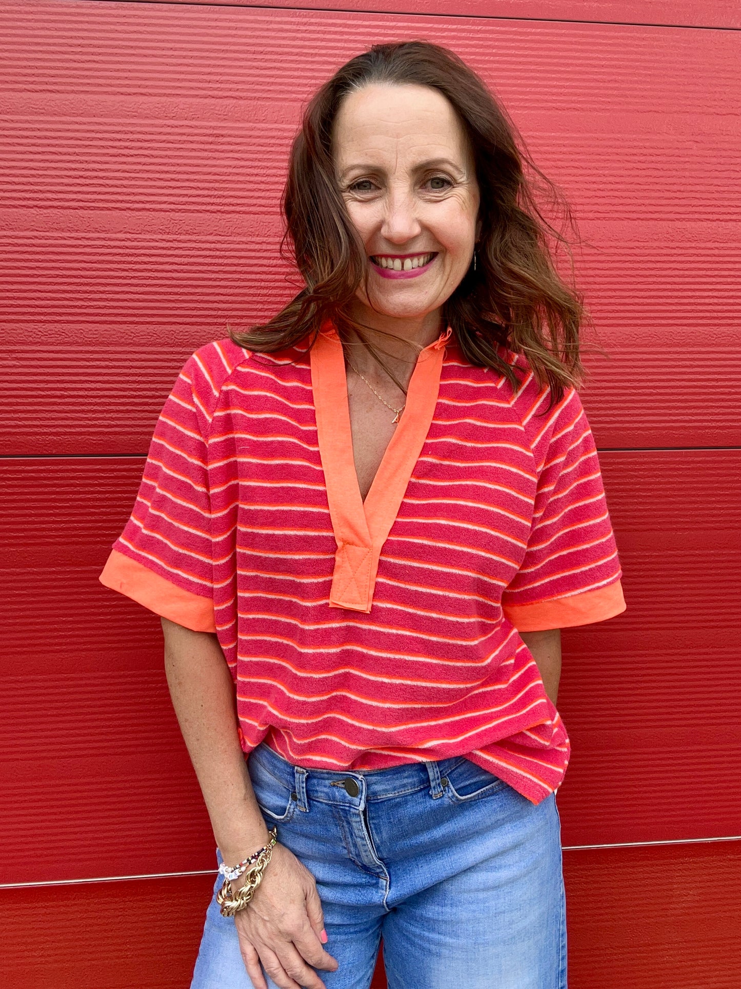 Bobby sporty stripe top - Orange